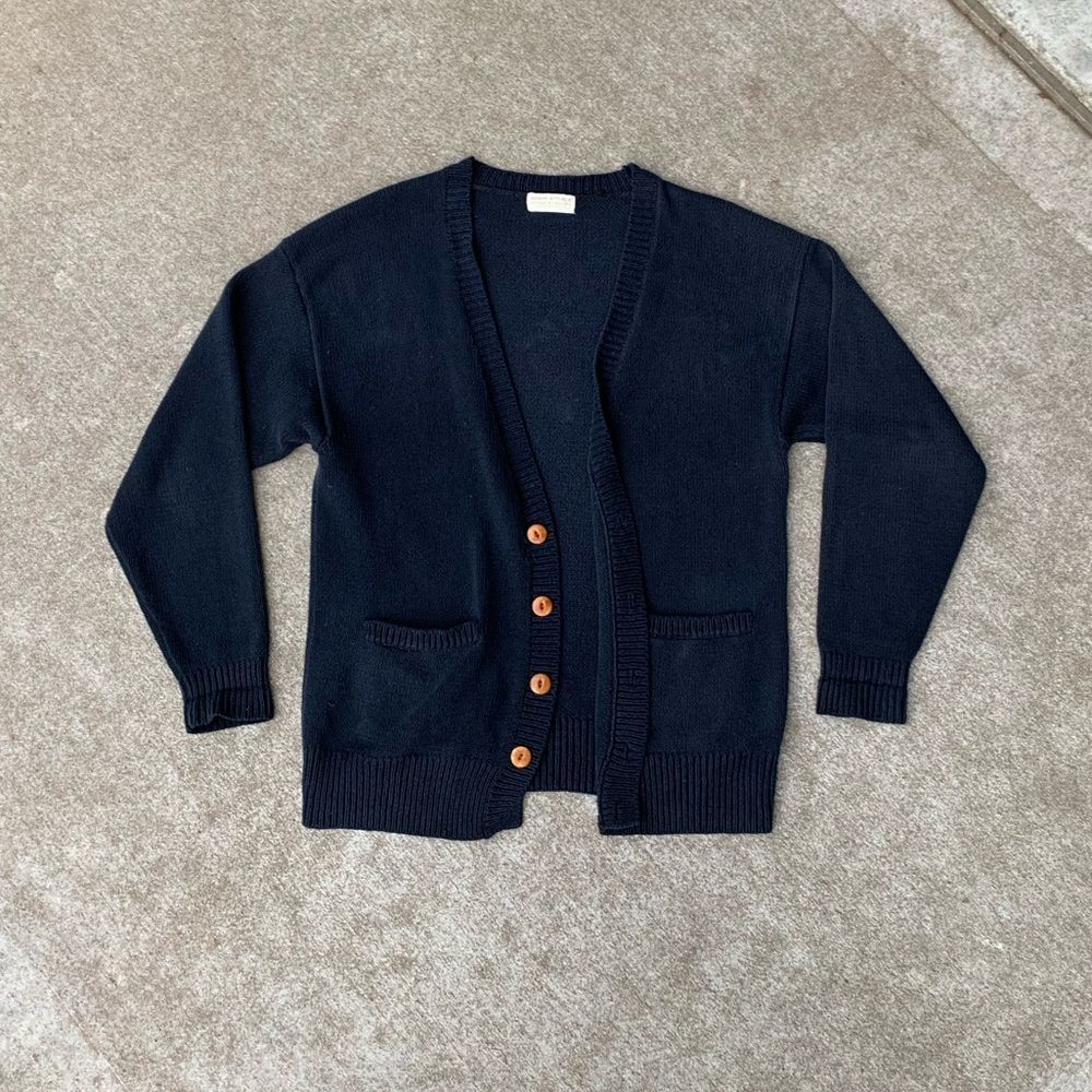 Early 90s Vintage Banana Republic Navy Blue Cotton Cardigan Sweater Large Mens
